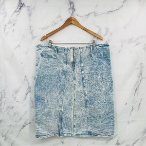 G016 Hollywood Blvd Vintage Acid Wash Denim Midi Skirt